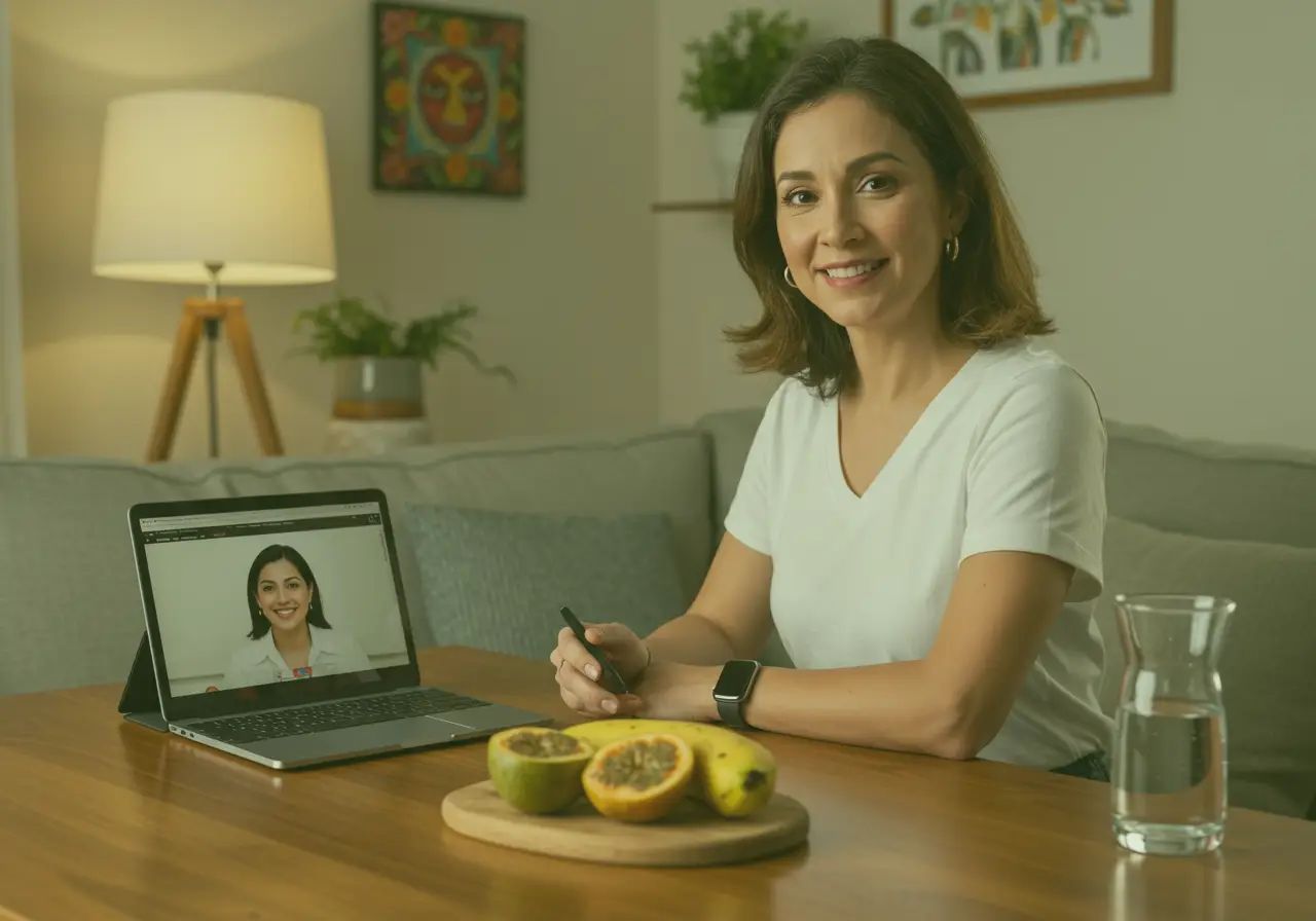 mujer adulta en consulta de nutrición online