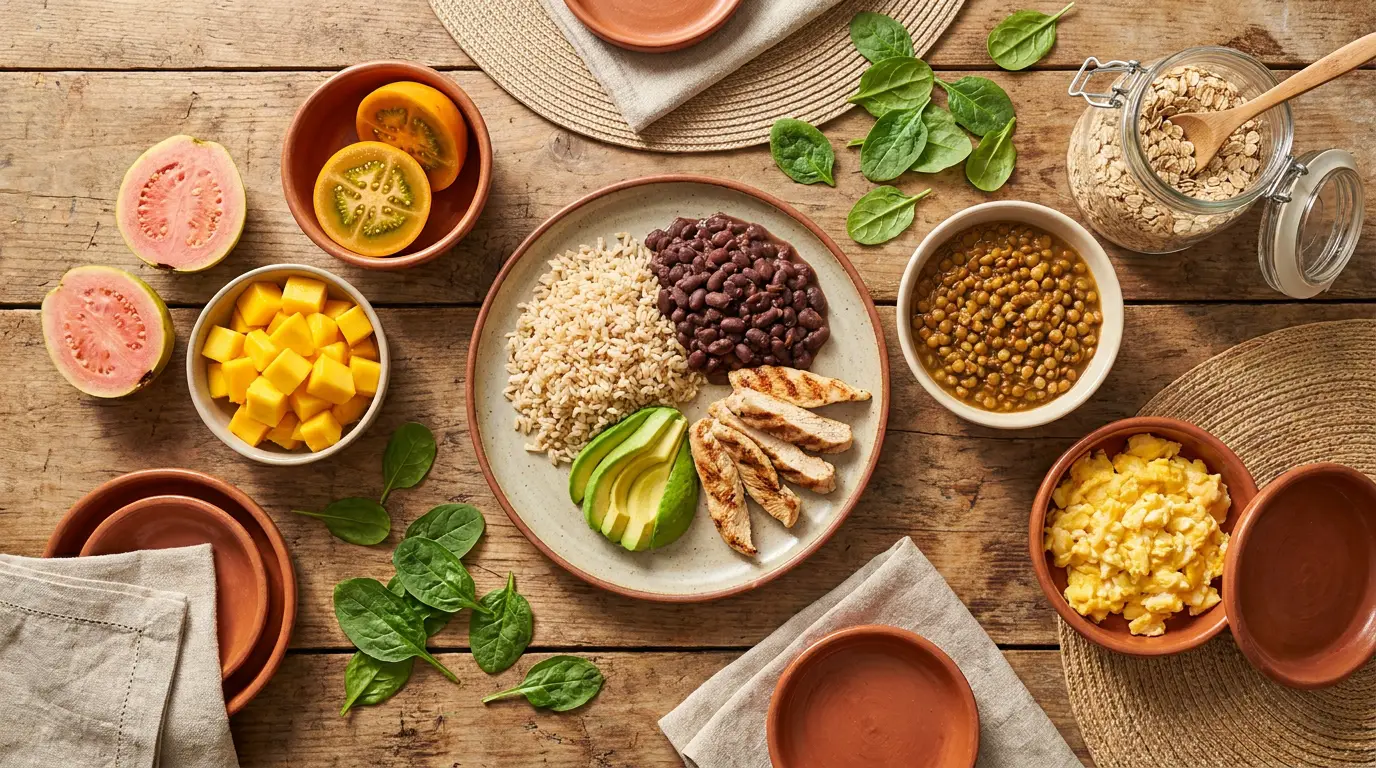 Alimentación saludable con alimentos colombianos accesibles